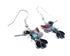 Zuni Hummingbird Sterling Silver Multicolor Hook Dangle Earrings JX126849